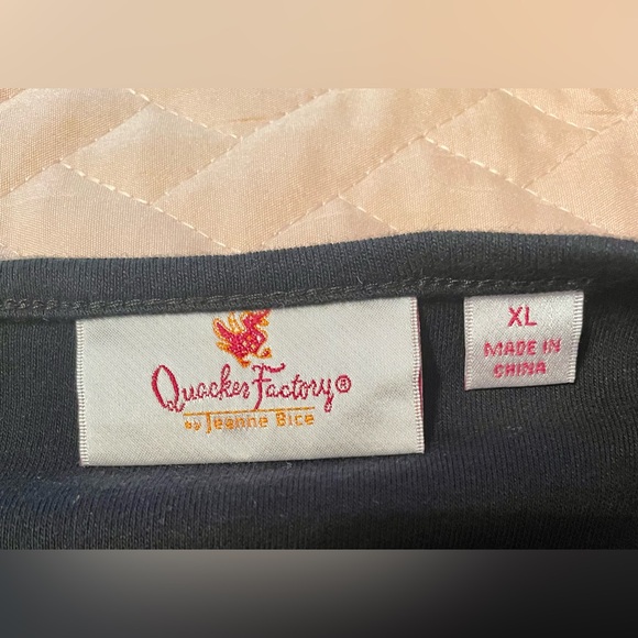 Quacker Factory Black Sweatshirt Velour Sleeves w/Rhinestone Detail Size XL - Picture 5 of 9